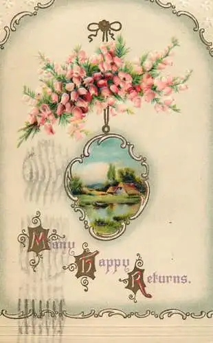 cpa fantaisie gauffré / embossed novelty many happy returns