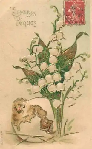 cpa fantaisie gauffré / embossed novelty Easter flower