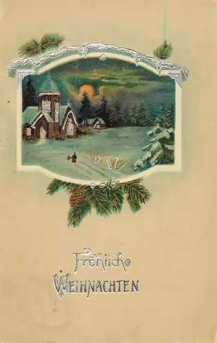 cpa fantaisie gauffré / embossed novelty Frohliche Weinachten