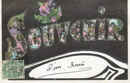 cpa fantaisie gauffré / embossed novelty souvenir mon ami