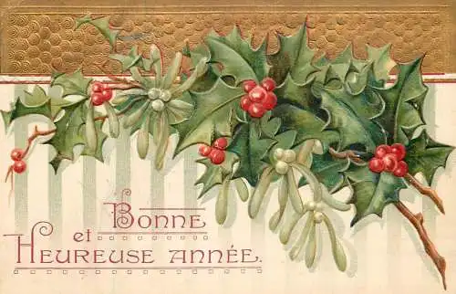 cpa fantaisie gauffré / embossed novelty Bonne et heureuse annee