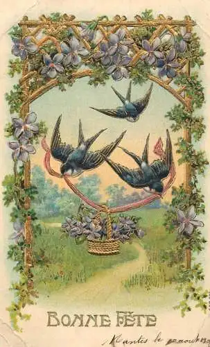 cpa fantaisie gauffré / embossed bonne fete