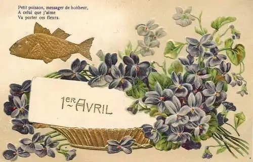 cpa fantaisie gauffré / embossed novelty 1st April