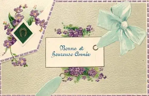 cpa fantaisie gauffré / embossed novelty bonne et heureuse annee