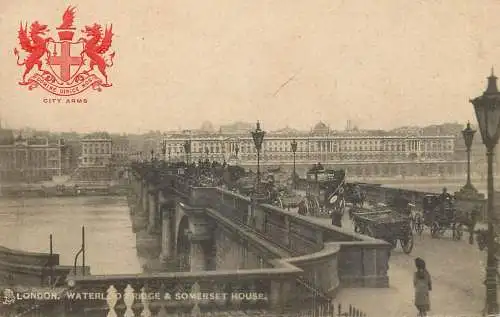 Waterloo Bridge & Somerset House London England Raphael Tuck & Sons "Heraldic View" series