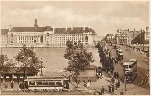 Westminster Bridge & County Hall tramway London England