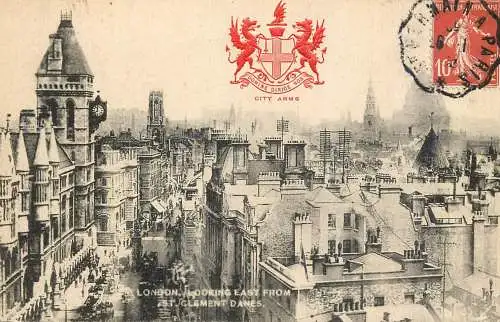 England London general view from St Clemens Danes Raphael Tuck & Sons "Heraldic view" postcard