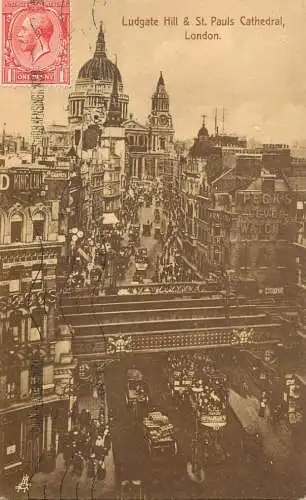 England London Ludgate Hill & St Paul's Raphael Tuck & Sons "Sepia" postcard