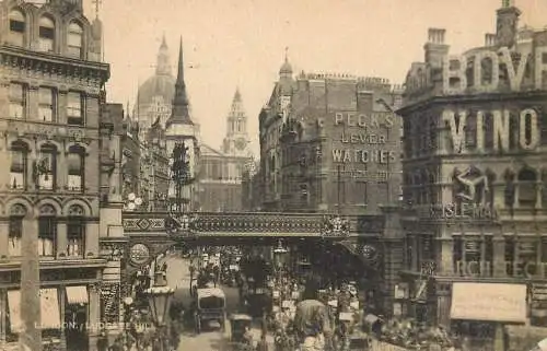England London Ludgate Hill Raphael Tuck & Sons "Town & City" postcard