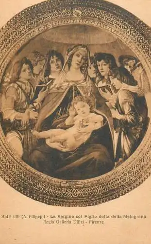 Paintings Botticelli La Vergine col Figlio della Melagrana Uffizi Firenze