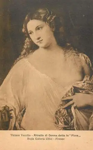Paintings Tiziano Vecellio ritratto di Donna detta la FloraUffizi Firenze