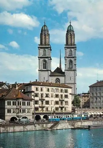 Switzerland Zurich Limmatquai und Grossmunster