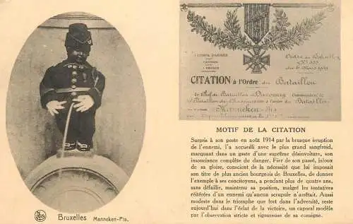 Belgium Bruxelles Manneken pis 1914 citation humanized