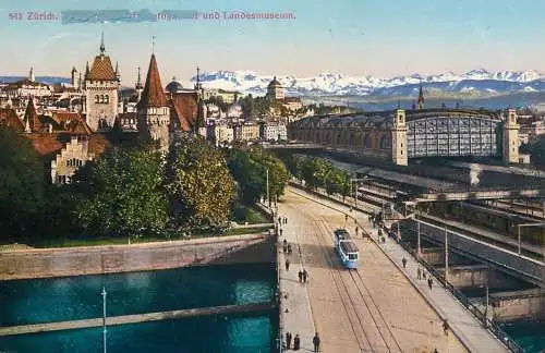 Switzerland Zurich Landesmuseum tram
