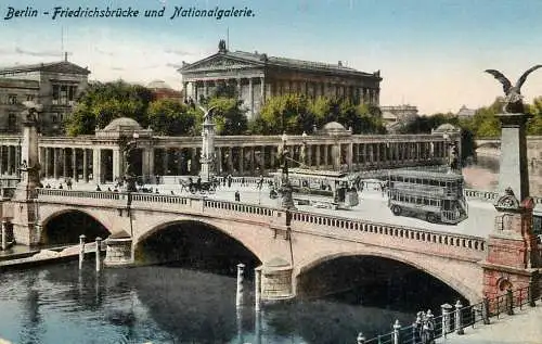 Germany Berlin Friedrichsbrucke und Nationalgalerie tram