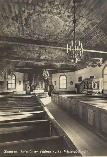 Sweden Skansen interior av Seglora kyrka