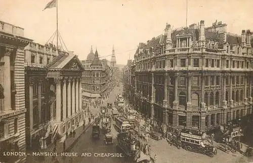 England London Mansion House and Cheapside street aerial view