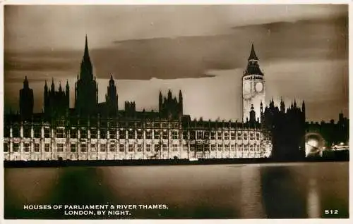 England London Houses of Parliament & River Thames night view