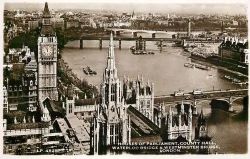 England London Houses of Parliament, Waterloo Bridge & Westminster Abbey cityscape general view