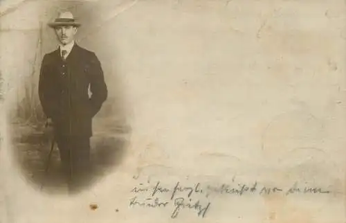 Elegant man portrait souvenir photo postcard Berlin 1909