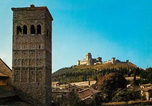 Italy Assisi campanile di S. Ruffino e Rocca Medioevale