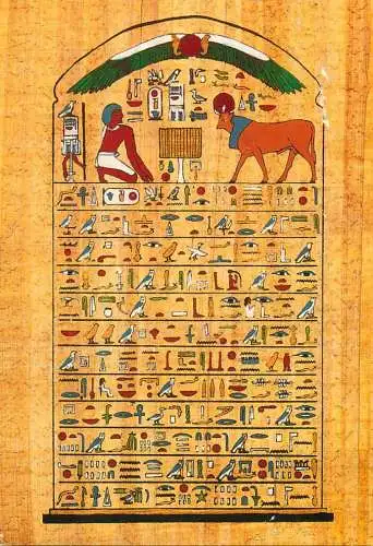 Painting Egypt stele of Apies dedicated to an Apis
