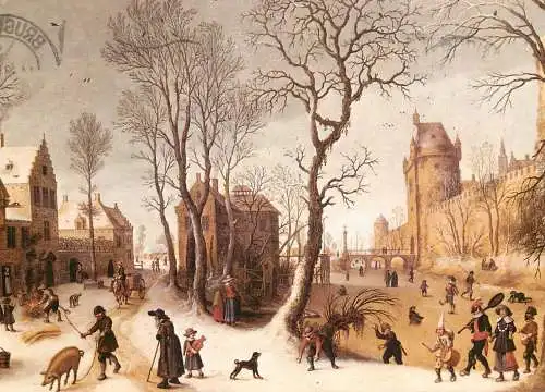 Painting winter scene and castle