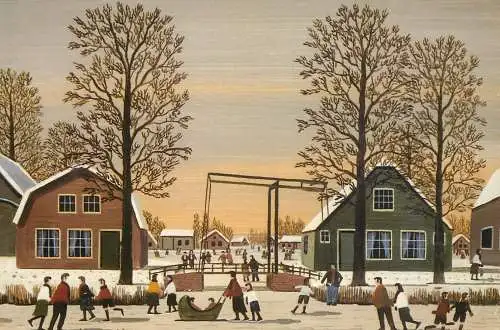 Painting Belgium Antwerp winter scenery