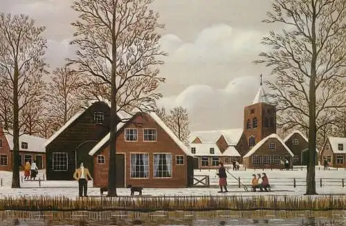 Painting Belgium Antwerp winter scenery