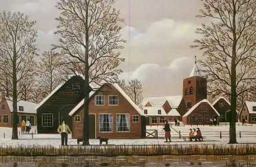 Painting Belgium Antwerp winter scenery
