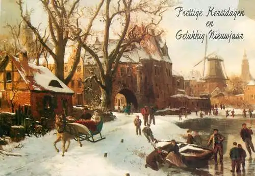Netherlands  painting windmill winter landscape