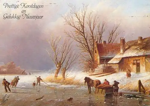 Paintings Netherlands winter scene horse sled