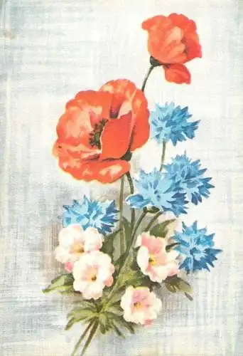 Painting postcard flower bouquet