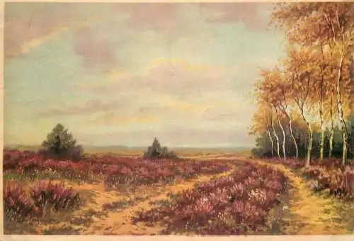 Painting postcard autumn scene