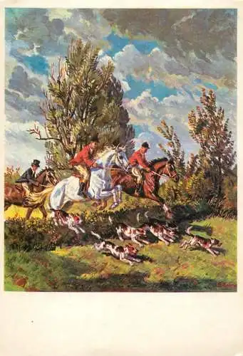 Painting postcard Chasse dțapres un tableau par Charles Pasche