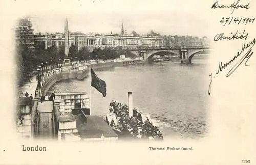 England London Thames Embankment black and white picture