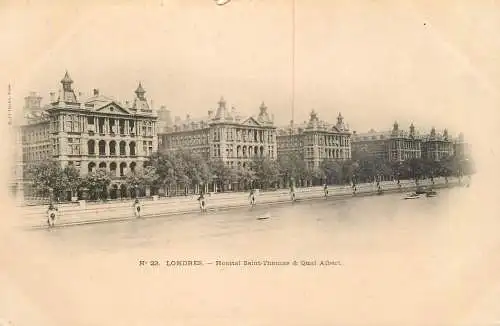 England London St Albert Embankment & St Thomas Hospital black and white photo