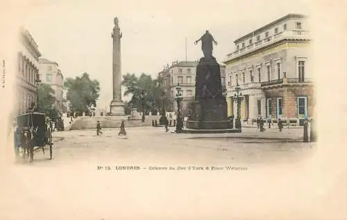 England London Duke of York column & Waterloo square black and white photo