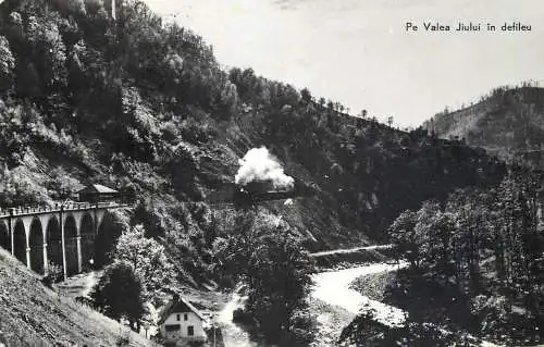 Postcard Romania Defileul Valea Jiului tren cu aburi