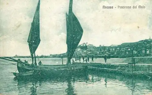 Ancona panorama del Molo 1920 sailing vessel