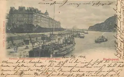Hungary Budapest Franz Josef quai 1902 ships