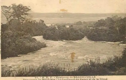 Congo AEF Brazzaville panorama de belvedere Le confluent du Congo et de le Djoue