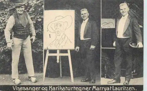Denmark (Otto) Marryat Lauritzen meget populær visesanger og komiker Danish singer and comedian 1911