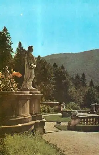 Postcard Romania Sinaia terasa castelului muzeu Peles