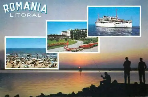 Postcard Romania litoral vapor plaja