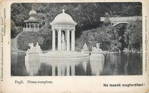 Postcard Czech Republic Pegli Diana templom