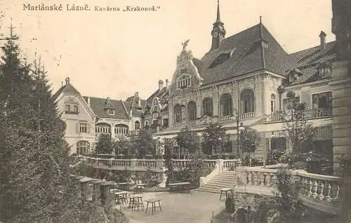 Postcard Czech Republic Marianske Lazne Kavarna Krakonos