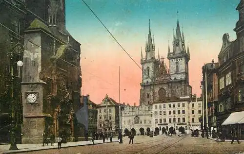 Postcard Czech Republic Prague Altstadter Ring mit Astronomischer uhr