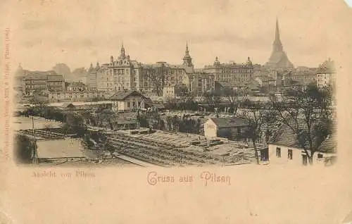 Postcard Czech Republic Gruss aus Pilsen Ansicht von Pilsen