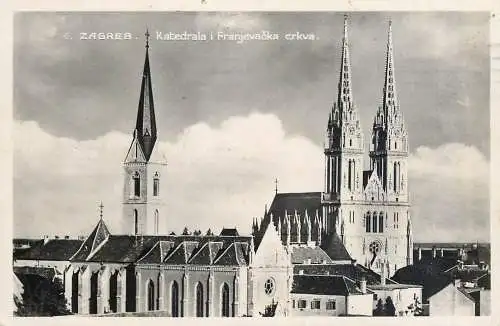 Postcard Croatia Zagreb katedrala i Franjevacka crkva